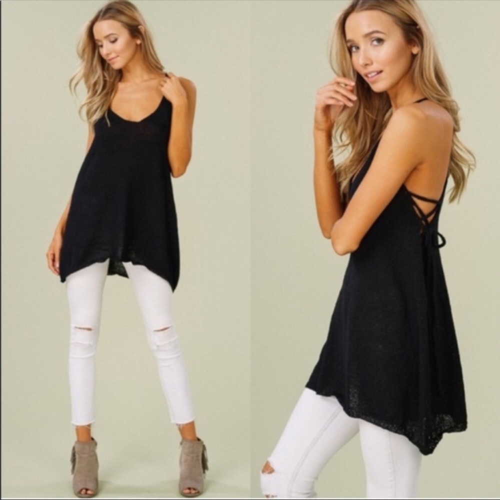 Side Lace Up Racer Back Knit Tank Top/Dress
